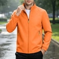 thumbnail image 2 of TRUNZI Water‑Resistant Jackets for Men Zip Up Long Sleeves Stand Collar Lightweight Elastic Cuff Windbreaker Casual Outerwear with Zipper Pockets,Orange,Size L, 2 of 9