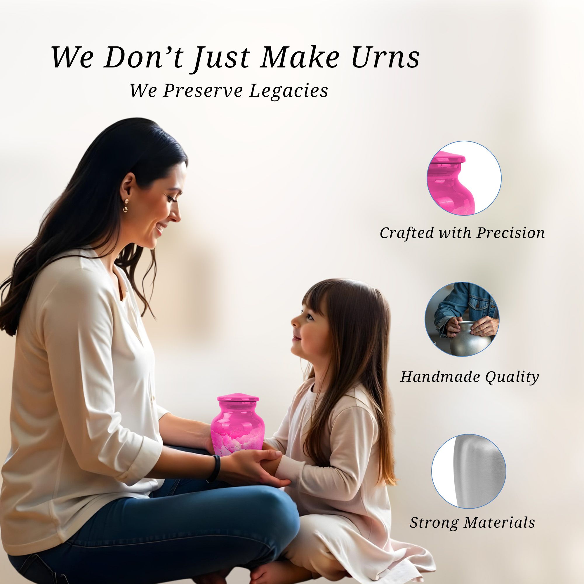 Pink Keepsake Cremation Urn For Human Ashes Adult Men, 1 Large Decorative Urns For Human Ashes Adult Female, Small Urns For Man And Woman Set Of 4, Blue Urn For Female 10&3 Inch