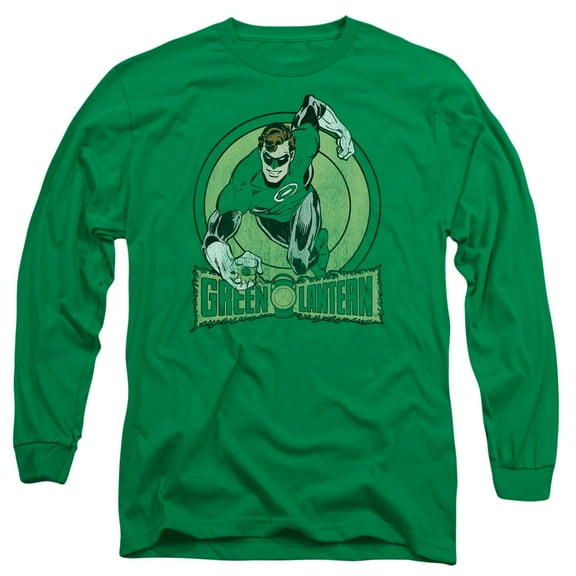 DC Comics Green Lantern Long Sleeve Adult 18/1 T-Shirt Kelly Green