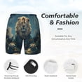 thumbnail image 2 of Kdxio Starry Sky Meditating Lion Print Men's Swim Trunks with Compression Liner 7 Inch Inseam Quick Dry Swim Shorts, 2 of 5