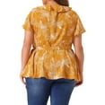 thumbnail image 4 of DARING DIVA Women's Plus Wrap V Neck Tie Waist Ruffle Sleeve Blouse 2X Yellow, 4 of 6