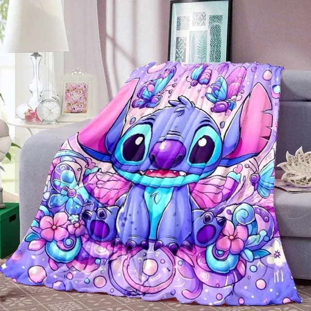 Cartoon Cute Stich Blanket, 3D Printing Lilo & Strong Soft and Comfortable Children's Nap Sleeping Blanket, Bedding