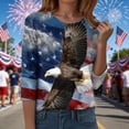 thumbnail image 4 of UngA 250th Anniversary USA Shirts Women American Flag 3/4 Sleeve Shirt 4th of July T-Shirt USA Flag Patriotic Tee Tops (Navy,XL), 4 of 8