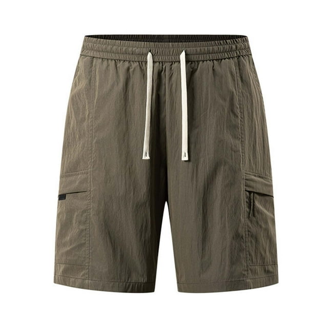 Weiqiqre Men Shorts Casual Elastic Waist Drawstring Relaxed Fit Multi-Pockets Cotton Cargo Shorts