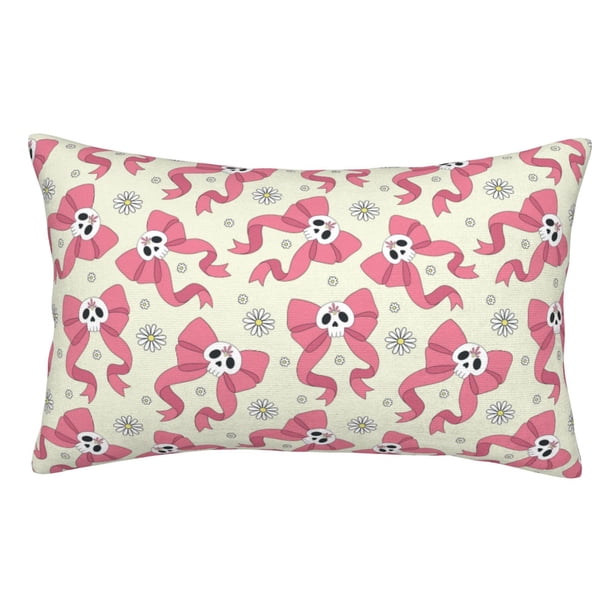 Fotbe Bow With Sugar Skull Funda de Almohada Decorativa Estilo Occidental, Lujo en Algodón, Fundas para Almohadas King, Cojín Estampado para Decoración del Hogar-14"x20"