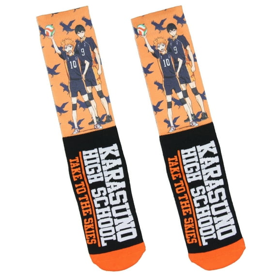 Haikyu!! Socks Anime Manga Men's Karasuno High School Volleyball Mid-Calf Athletic Crew Socks