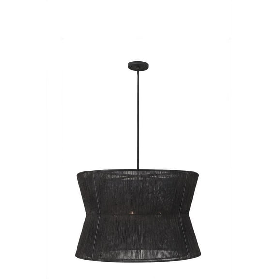 Madura 28 Matte Black Pendant Light with Jute