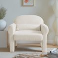 thumbnail image 2 of Modern Accent Chair, Lambs Fabric Reading Armchair with Thick Cushion and Lumbar Pillow, Recliner Chair with Solid Wood Frame, Single Seat Sofa Chair for Living Room, Bedroom, Apartment, White, 2 of 7