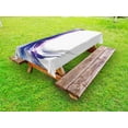 thumbnail image 1 of Abstract Outdoor Tablecloth, Cool Artistic Wave like Ombre Design with Vibrant Color Dots Artwork, Decorative Washable Fabric Picnic Tablecloth, 58 X 104 Inches, Purple Blue and White, by Ambesonne, 1 of 2