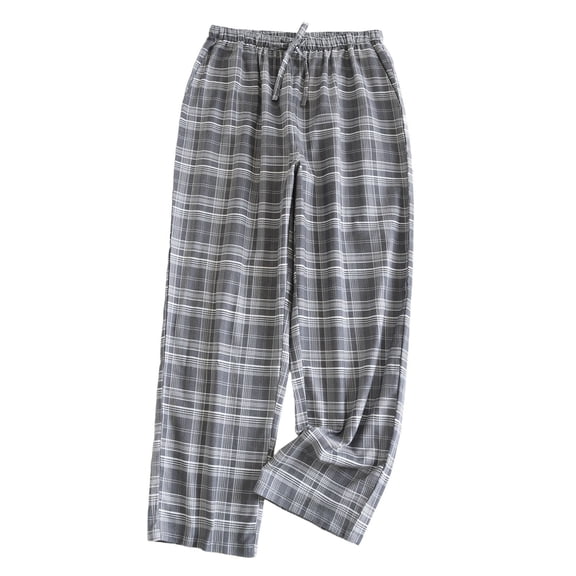 USNSM Plaid Pajamas Pants for Men Loose Elastic Waistband Drawstring Casual Soft Sleepwear Pjs Bottom with Pockets Gray L