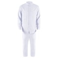 thumbnail image 4 of Conjunto de 2 piezas Cagnkofi para hombre, de manga larga, color liso, de algodón y lino, con camisa y pantalones largos, chándales casuales de verano, 4 of 5