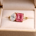 thumbnail image 3 of Toi Et Moi Engagement Ring, Octagon Cut Pink Sapphire & Pear Cut Diamond Two Stone Ring, Stackable Anniversary Ring, September Birthstone Ring, Minimalist Proposal Ring, 3 of 5