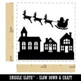 thumbnail image 2 of Santa in Sleigh Over Town Christmas Eve Self-Inking Rubber Stamp Ink Stamper - Brown Ink - Small 1 Inch, 2 of 7