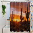 thumbnail image 3 of Western Cactus Sunset Small Stall Shower Curtain, Waterproof Shower Curtains for Bathroom, Modern Abstract Art Retro Washable Fabric Cloth Bath Curtain for Bathtub Decoration with Hooks 36x78 Inches, 3 of 9