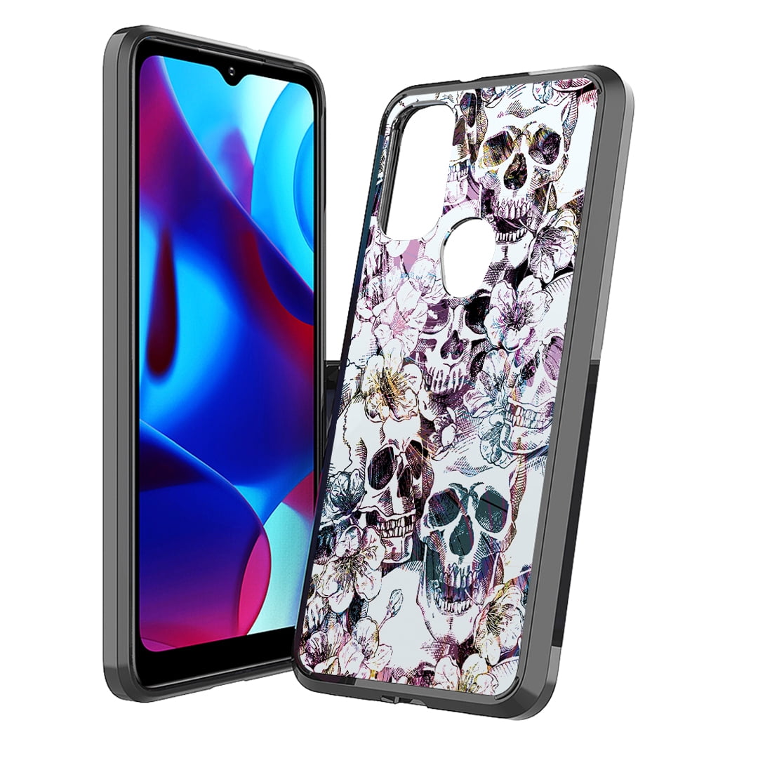 Capsule Case Compatible with Moto G Pure [Cute Slim Style Heavy Duty Men Women Girly Design Protective Black Phone Case Cover] for Motorola Moto G Pure All Carriers (Messy Skull)
