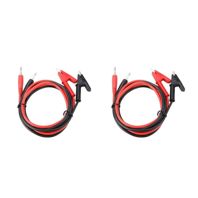 kurtrusly 2 Pieces Professional Multimeter Test Line Portable PVC Copper Negative Positive Tester Probe Cable Spare Parts Male to Clip 2Set