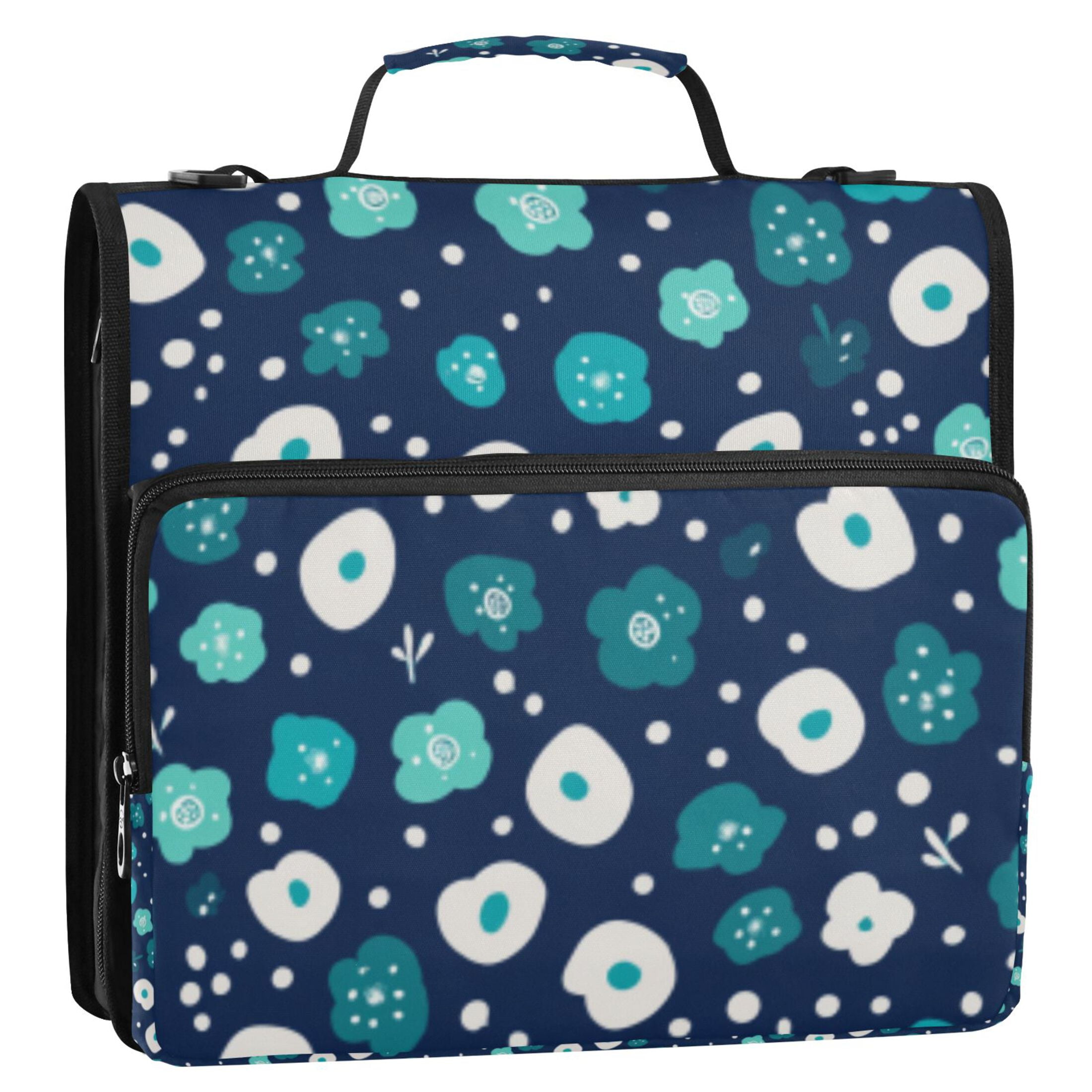 DIXRUYEE Zipper Binder trapper keeper Documents Organized Azure Floral Dot Mosaic Printed