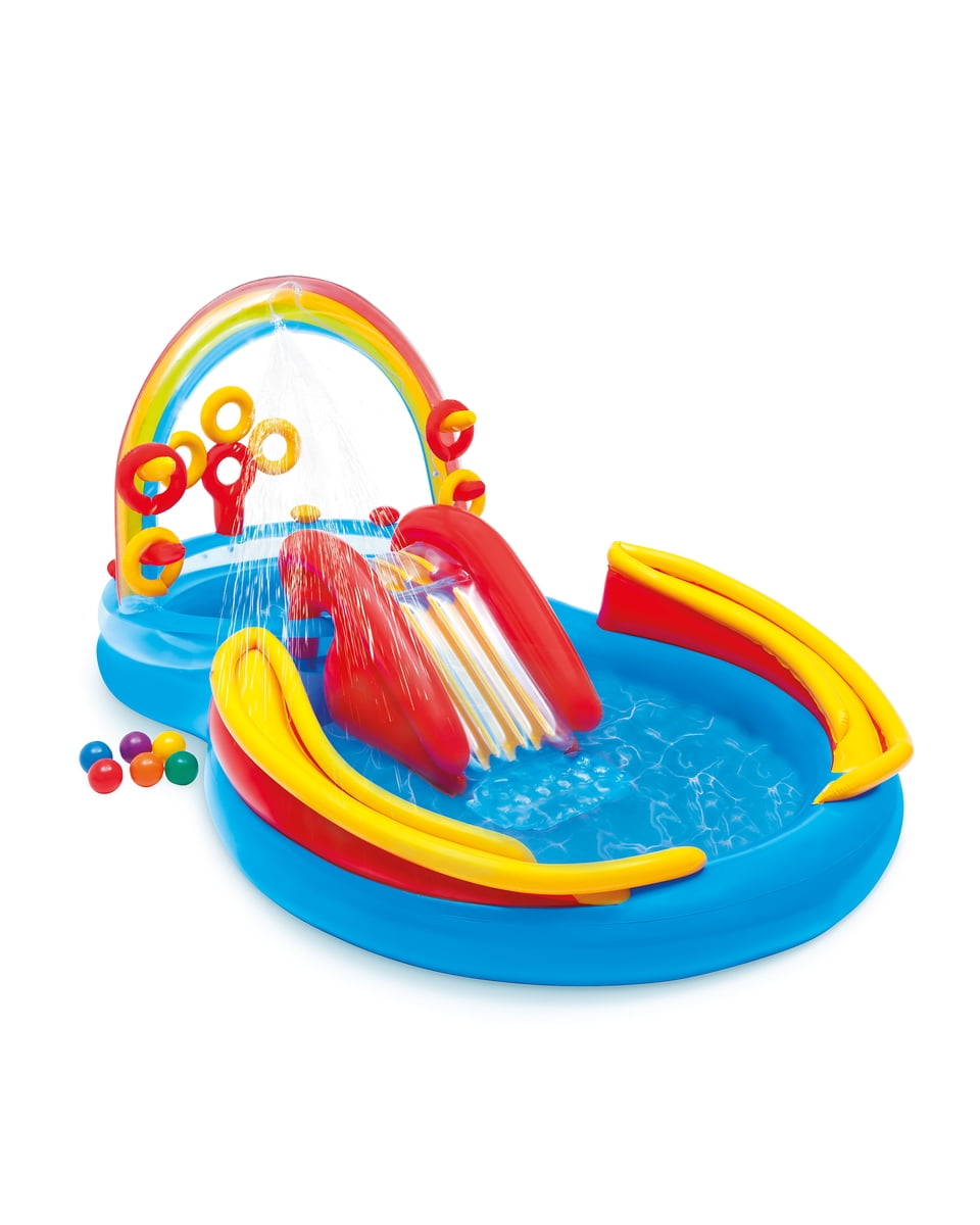 Intex Rainbow Ring Inflatable Play Center with Slide and Games for Kids