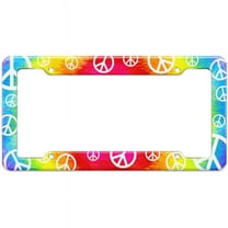 Tie Dye Peace Hippie Rainbow Pattern License Plate Frame