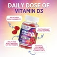 thumbnail image 3 of Vitamin D3 Gummies 5000 IU (125 mcg) - 3X Strength Immune Support and Bone Support, Vitamin D Gummy Dietary Supplement, Nature's Berry D Vitamin Supplement, Raspberry Flavored, Non-GMO - 60 Gummies, 3 of 11