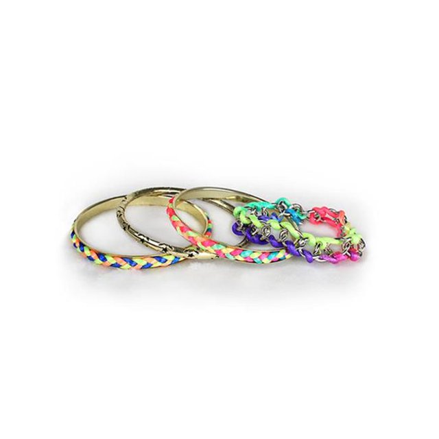 Fresh Fab Finds FFF-GPCT424 Coloré Tissé Bruni Or Bracelet Set&44; Couleur Multi - 4 Pièce