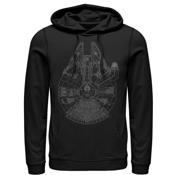 Men's Star Wars Millennium Falcon Outline  Pull Over Hoodie Black Medium