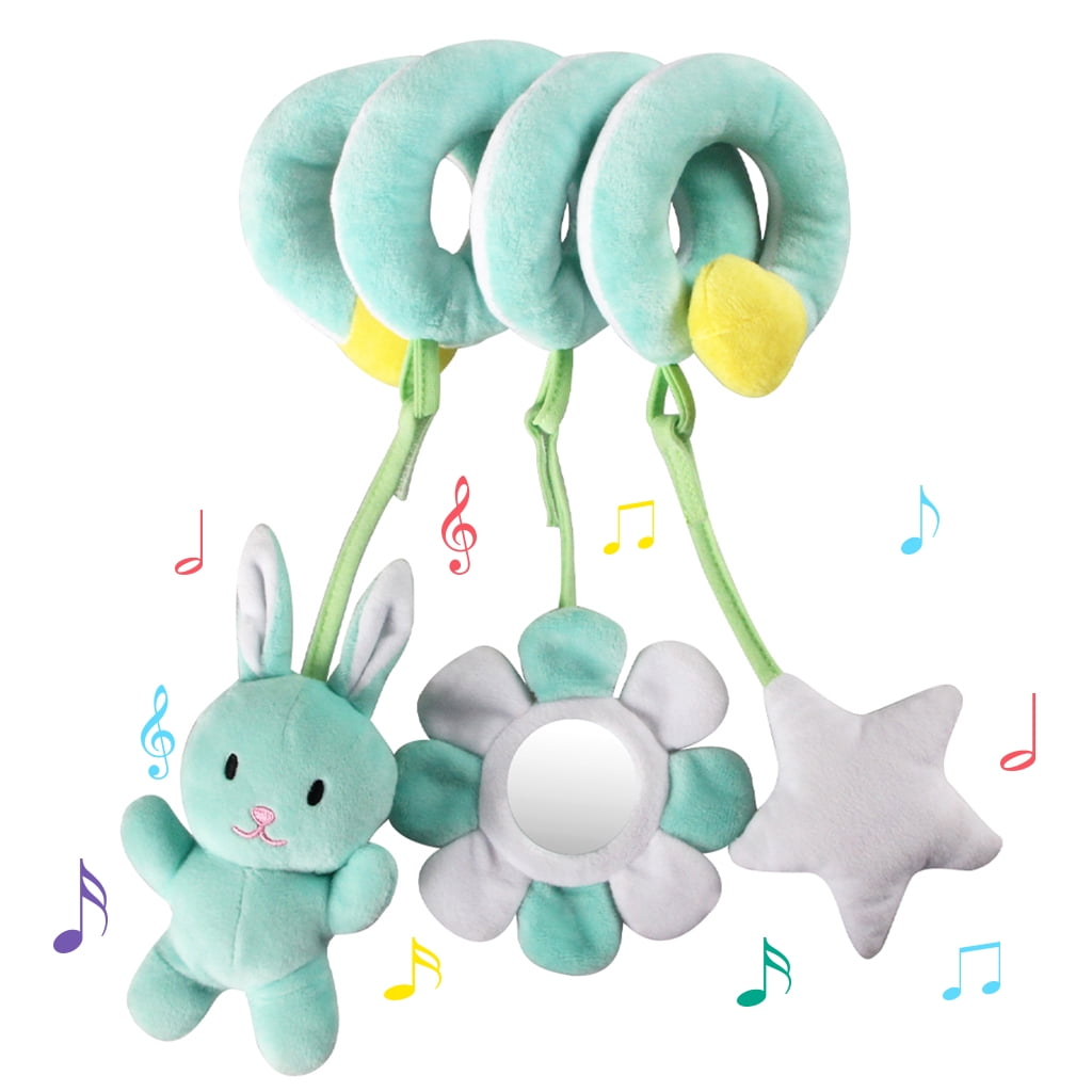 Kid Baby Crib Cot Pram Bed Hanging Soft Plush Toy Rabbit Bear Bell& Music Cute C 