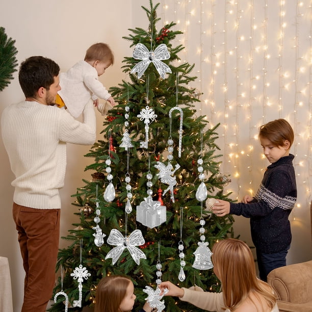 11 piezas de copos de nieve de acrílico transparente para Navidad, adornos colgantes, juego de decoraciones de copos de nieve para árboles de Navidad, regalos de fiesta de Año Nuevo Akmoler