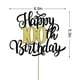 thumbnail image 2 of Cake Topper Leetaivie para 100.º cumpleaños negro y dorado con brillo, 2 of 6