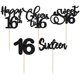 thumbnail image 3 of Topper para cupcakes Ephlyn para 16.º cumpleaños, negro con brillo, paquete de 30, 3 of 7