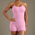 thumbnail image 2 of MVRLSH Shapewear Tummy Control Sleeveless V Back Backless Stretchy Workout Yoga One Piece Jumpsuit Body Shaper Shorts for Women Pink - XL, 2 of 7