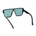 thumbnail image 4 of 90s Large Geometric Rectangular Inset Lens Shield Fashion Sunglasses Shiny Black - Pink Mirror, 4 of 4
