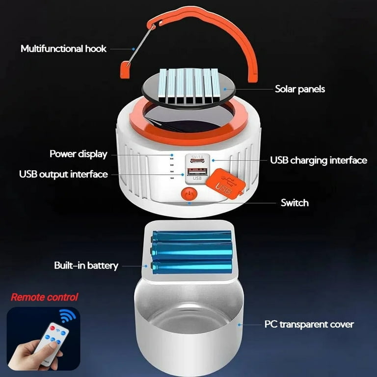 Teblint LED Camping Lantern Rechargeable, Solar, 600 Lumens photo 4