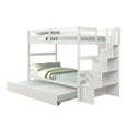 thumbnail image 4 of EUROCO Twin over Twin Bunk Bed with Trundle Bed for Bedroom, Space-Saving Storage Staircase and Shelf for Kids Teens, White, 4 of 11