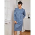thumbnail image 5 of Men Gingham Print Half Button Sleep Robe, 5 of 5