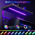 thumbnail image 3 of Bestier Gaming Desk with LED Lights, 44'' Computer Desk with Reversible Shelves, PC Gamer Desk with Side Storage Bag, Hooks and Height Adjustable Shelf for Home Office, Carbon Fiber Black, 3 of 10