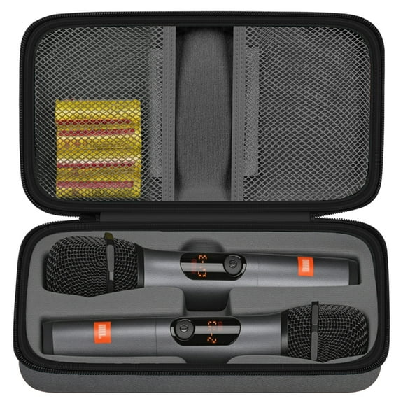 Wireless Microphone Case Compatible with JBL Wireless Two Microphone System, Handheld Storage Box for Singing or Karaoke for Receivers-Grey (Box Only)