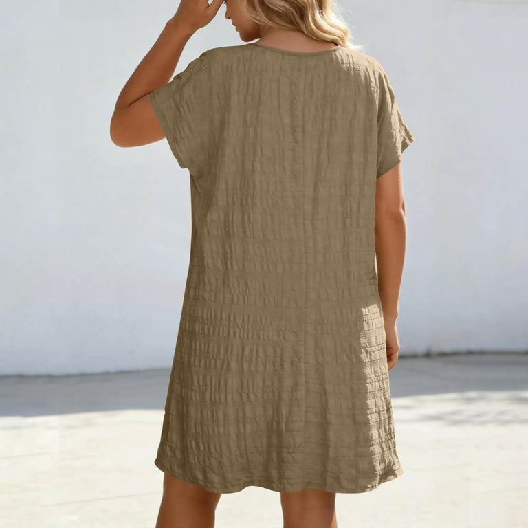 Shiyingl V Neck Womens Summer Dresses Casual Short Sleeve Beach Mini Tshirt Dress Maternity Oversized Comfy Gauze Dress, Women's, Size: 5XL, Brown Shiyingl V Neck Womens Summer Dresses Casual Short Sleeve Beach Mini Tshirt Dress Maternity Oversized Comfy Gauze Dress, Women's, Size: 5XL, Brown