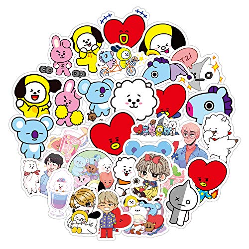 bts stickers 61 pcs pack waterproof vinyl vintage bumper decals perfect for laptop computer car skateboard water bottle travel case guitar luggage motorbikes korea bts walmart com