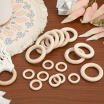 Worgeous 40 Pcs Diy Craft Rings Set Wooden Circles For Macrame Wooden Blank Circular Ring Unfinished Wood Rings For Necklaces, Earrings
