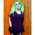 thumbnail image 3 of Dare to Wear Alchemy Corset Top: Gothic Steampunk Punk Rock Women's Plus Size Asymmetric Shirt, Amethyst 1x, 3 of 5
