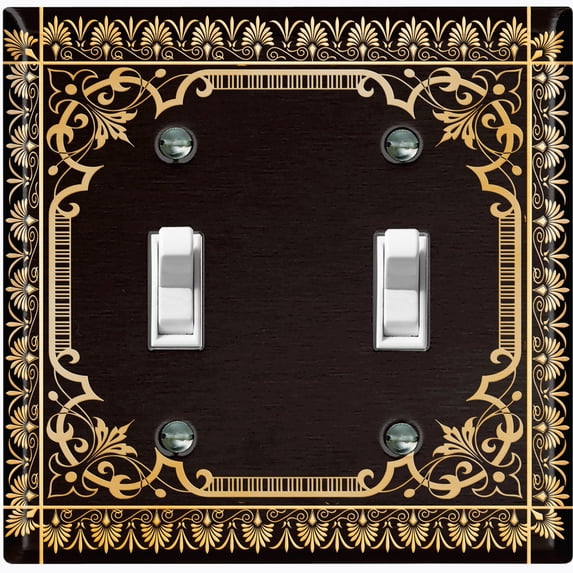 Metal Light Switch Plate Cover Elegant Victorian Floral Frame Black FRA075
