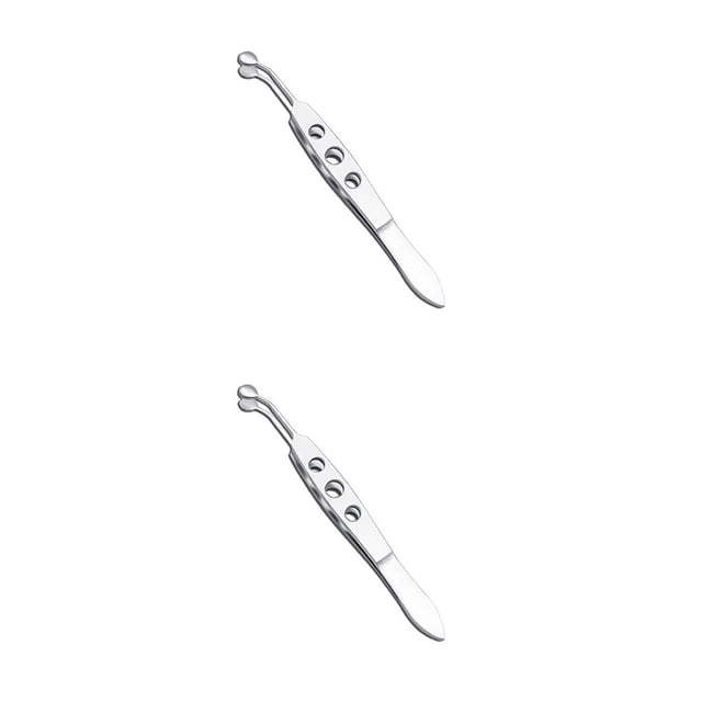 Vogacara Pinzas para párpados de acero inoxidable Masaje de ojos Eliminación de obstrucciones Abrazaderas de limpieza Herramientas Cosméticos Cuidado Punta redonda grande 2piezas Vogacara CBP192555