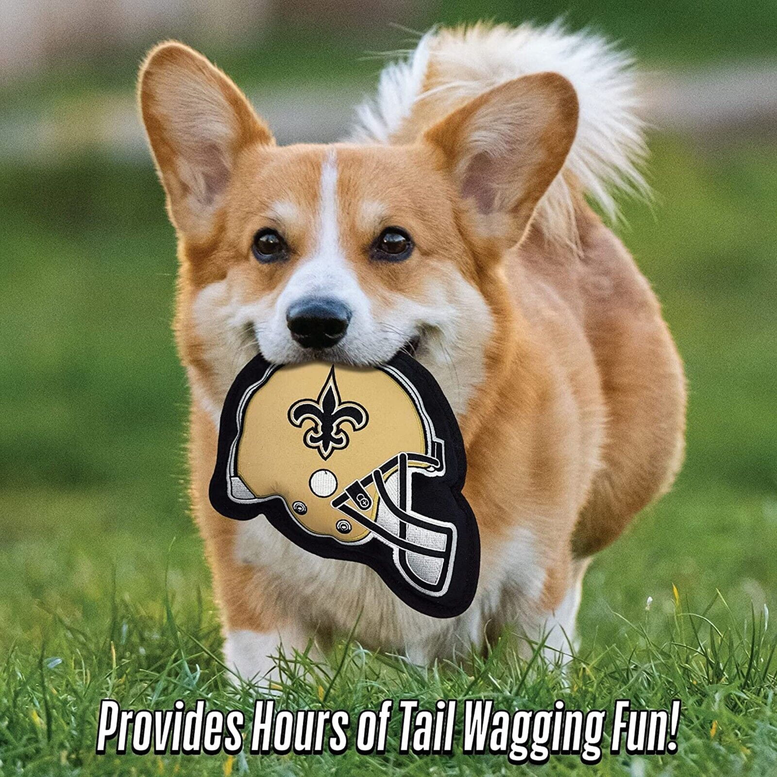 Pets First NFL New Orleans Saints Tough Helmet Pet Dog Toy Premium Quality with Built-in Squeaker Chew Toy
