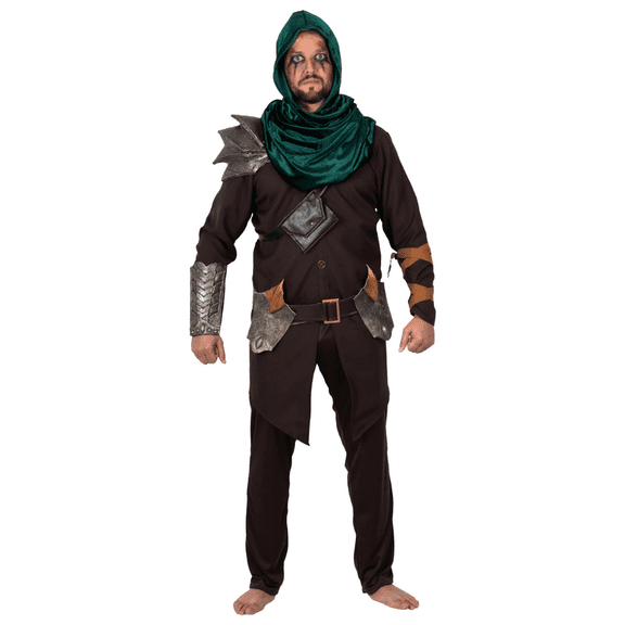 Disfraz Guerrero Medieval Con Capucha Hombre Cosplay Fantasía Adulto