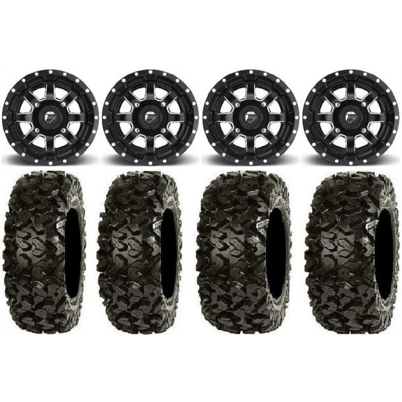 Fuel Maverick Black 14" Wheels 27" Rip Saw Tires Sportsman RZR Ranger