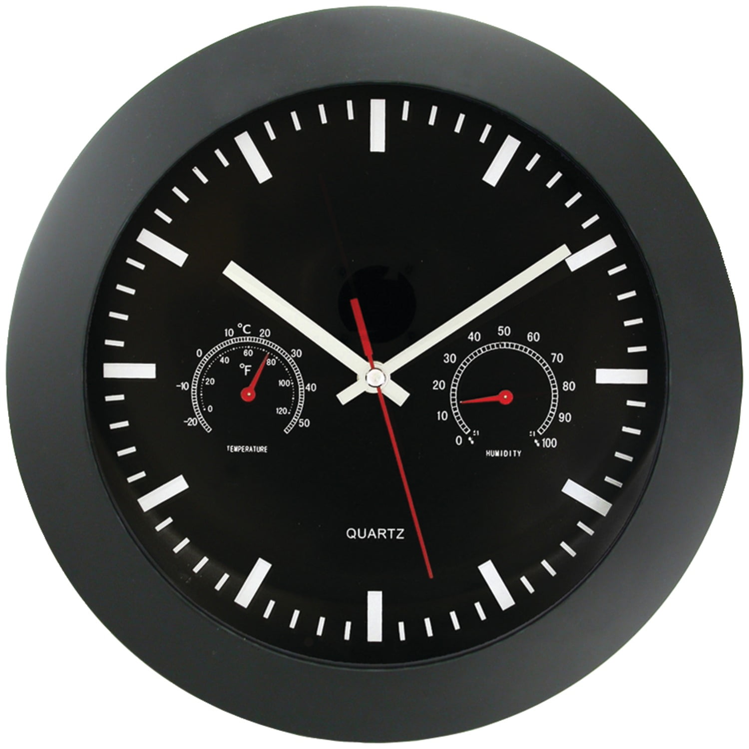 Timekeeper Round Wallclock with Black Frame and Temperature/Barometric Gauges, 12 Inch Timekeeper Round Wallclock with Black Frame and Temperature/Barometric Gauges, 12 Inch 27 ebe 108