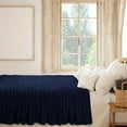 thumbnail image 2 of PiccoCasa Cotton Knitted Blanket Throw Blanket for Couch, Bed, Sofa, Travel, Navy Blue 60" x 78", 2 of 8
