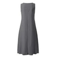 thumbnail image 5 of Summer Linen Dresses for Women Button V Neck Sleeveless Midi Dress Casual Cotton Gauze Shift Dress 2025 with Pockets, 5 of 5