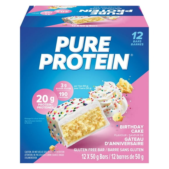 Pure Protein Birthday Cake Bars | 20g Protein | 3g Sugar | Gluten Free | 6x50g Snack Bars | Post Workout or On-the-Go Protein Snack